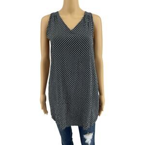 Old Navy (S) Black Ditzy Floral Tunic Tank Blouse Top Sleeveless Curved Hem